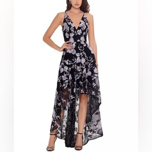 NWT XSCAPE floral embroidery high low dress
